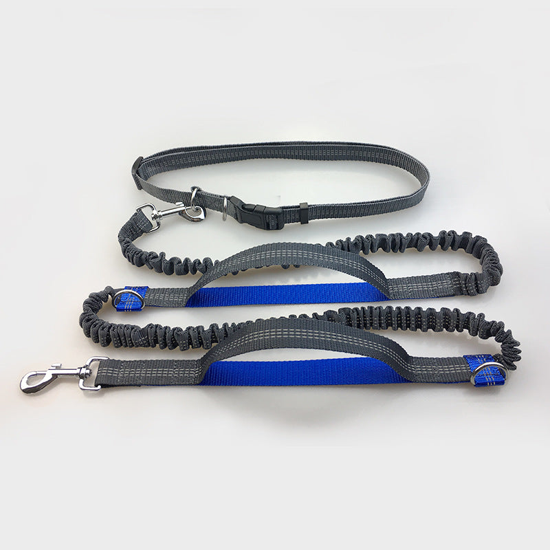 pet supplies multi-function running reflective pull dog leash double elastic dog leash traction
