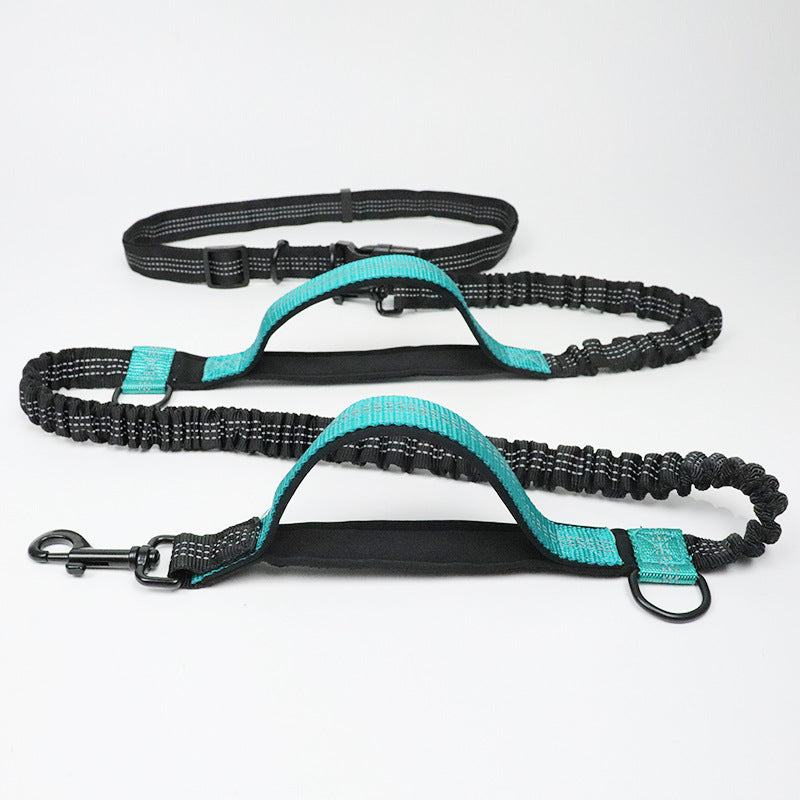 pet supplies multi-function running reflective pull dog leash double elastic dog leash traction