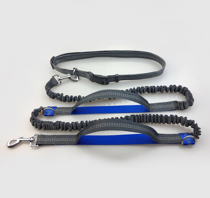 pet supplies multi-function running reflective pull dog leash double elastic dog leash traction