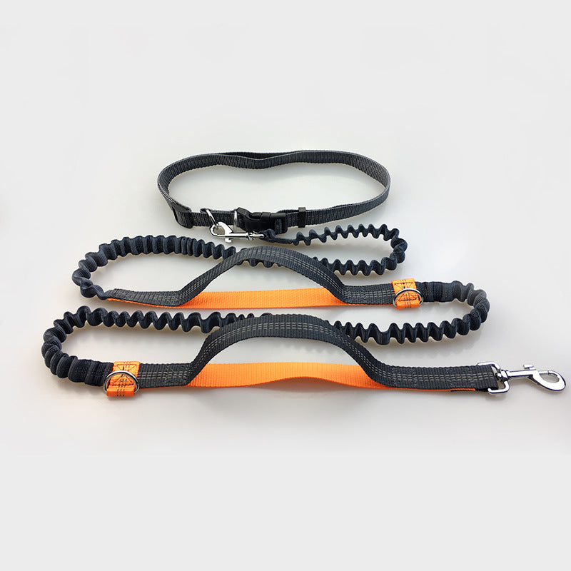 pet supplies multi-function running reflective pull dog leash double elastic dog leash traction