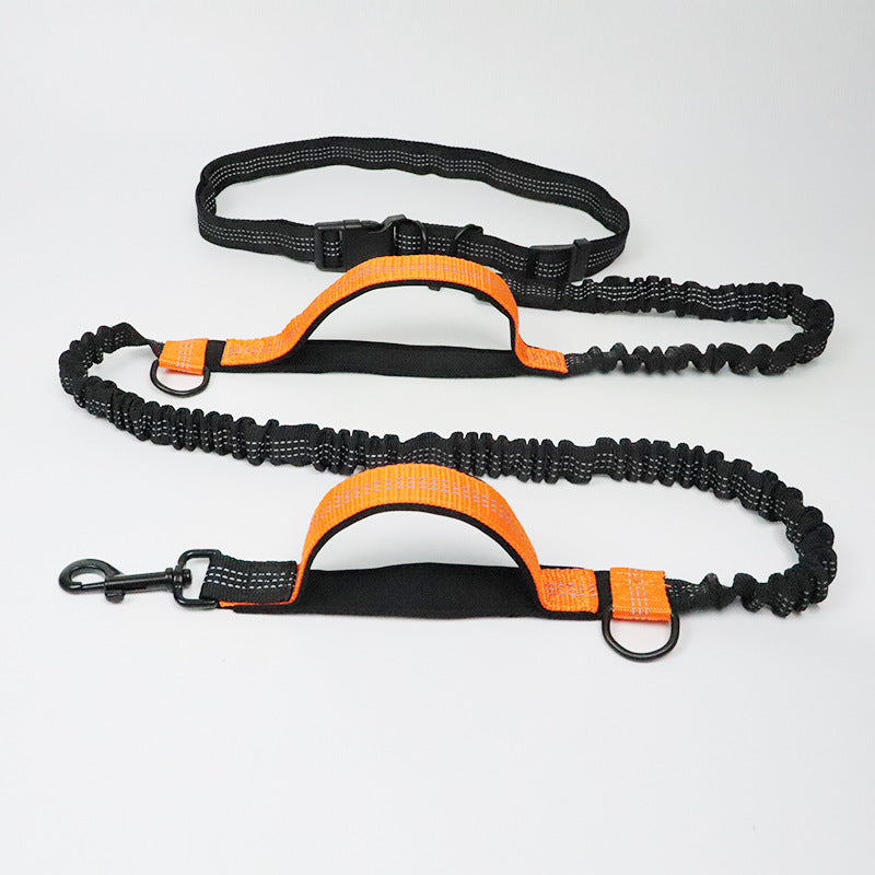 pet supplies multi-function running reflective pull dog leash double elastic dog leash traction