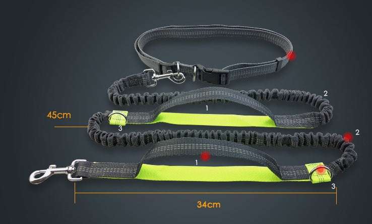 pet supplies multi-function running reflective pull dog leash double elastic dog leash traction