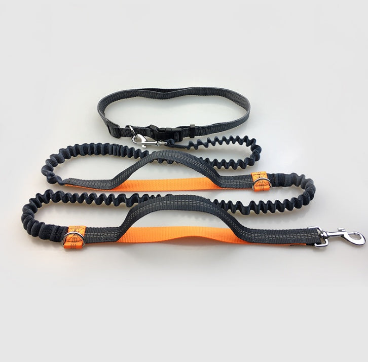 pet supplies multi-function running reflective pull dog leash double elastic dog leash traction