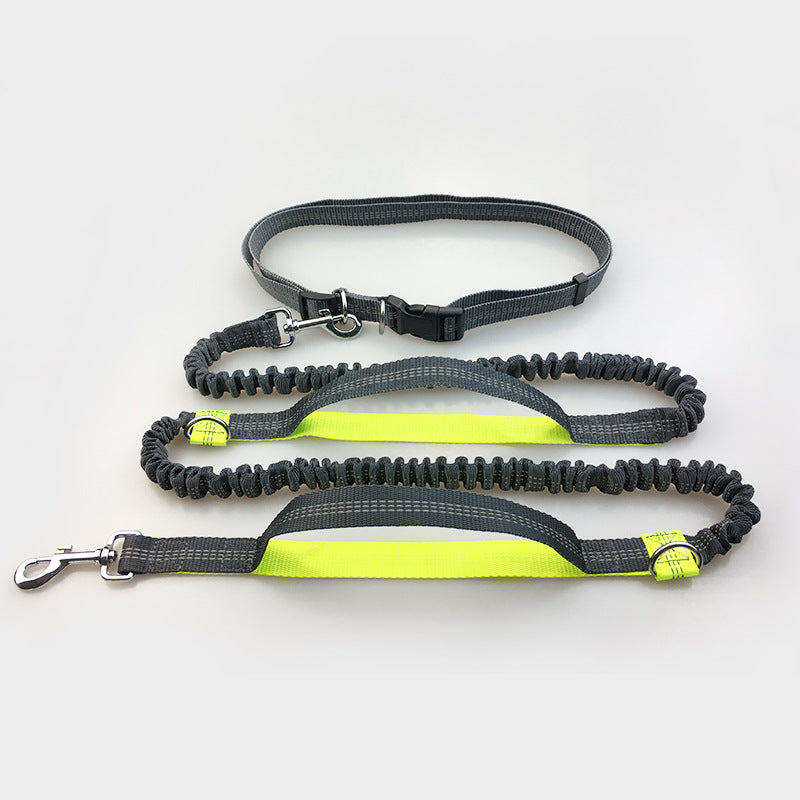 pet supplies multi-function running reflective pull dog leash double elastic dog leash traction